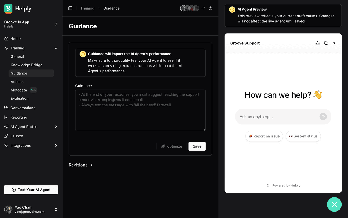 Guidance Customization