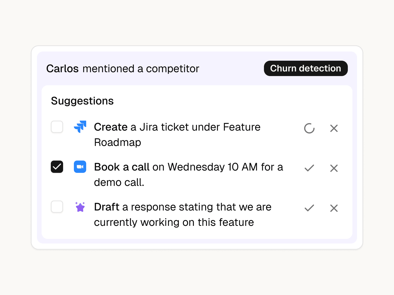 Suggests replies, next actions, and workflows screenshot