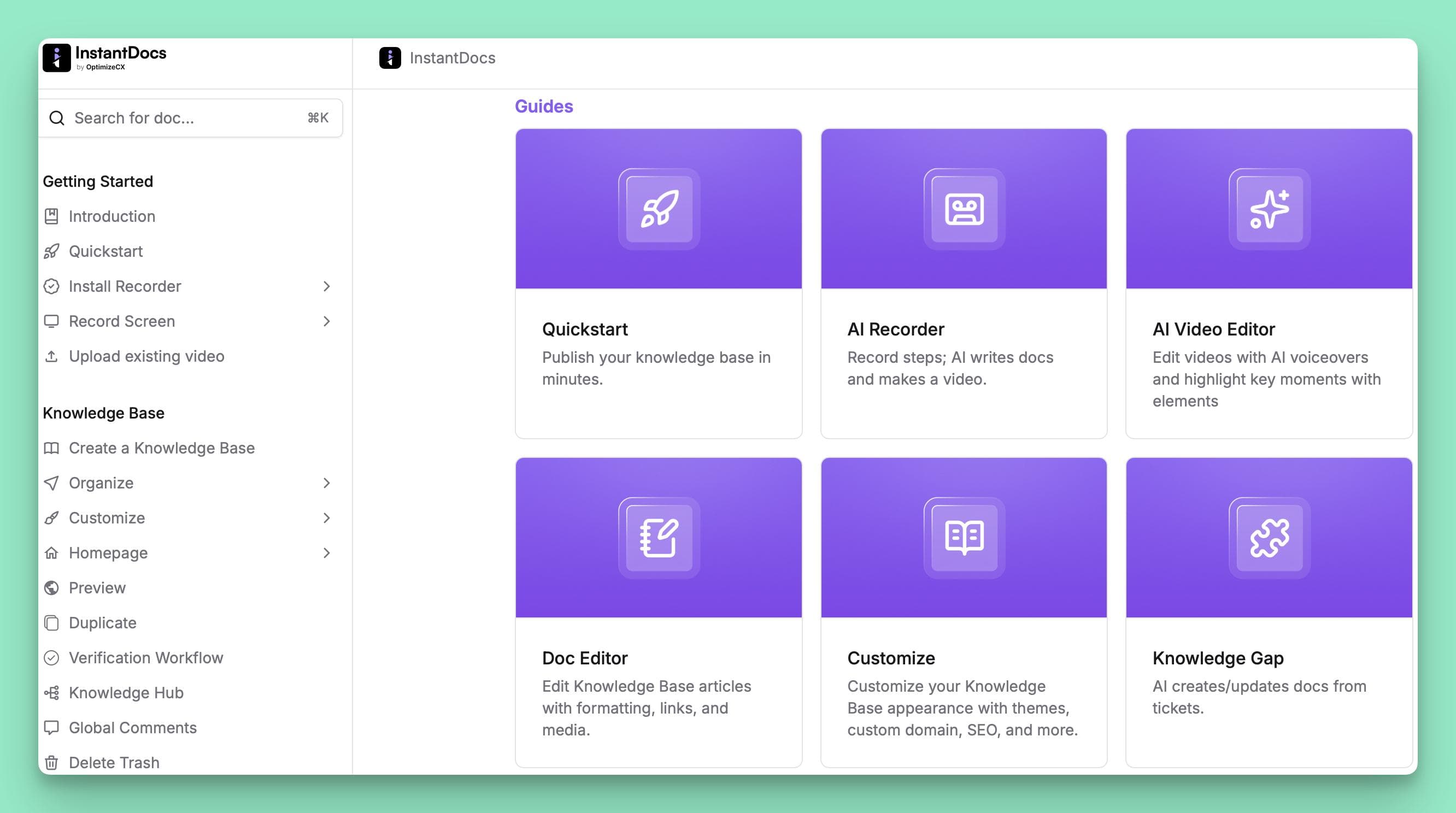 InstantDocs is a self-service option for support teams looking for an AI knowledge base software