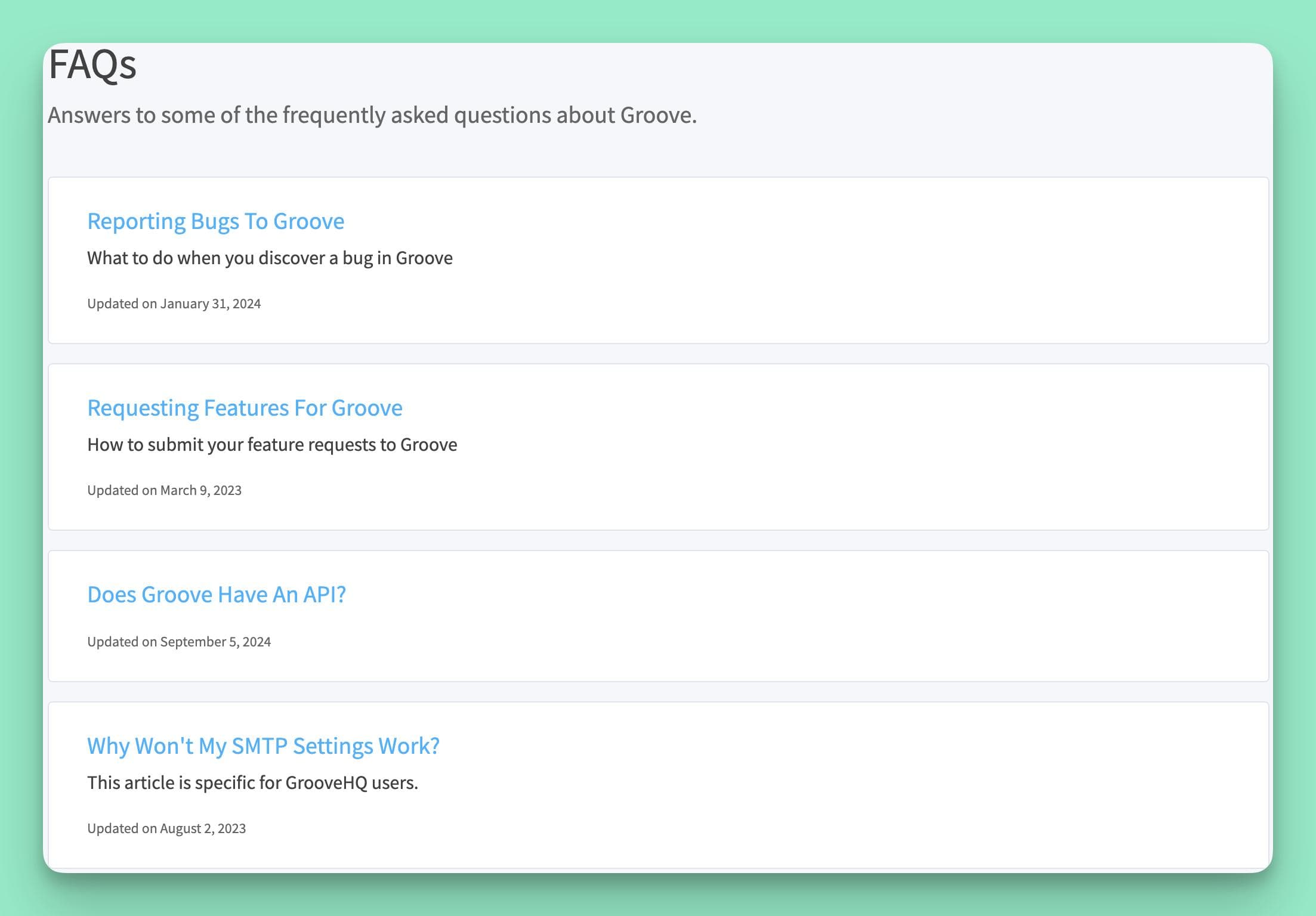 An FAQs page is a great customer self-service tool for support