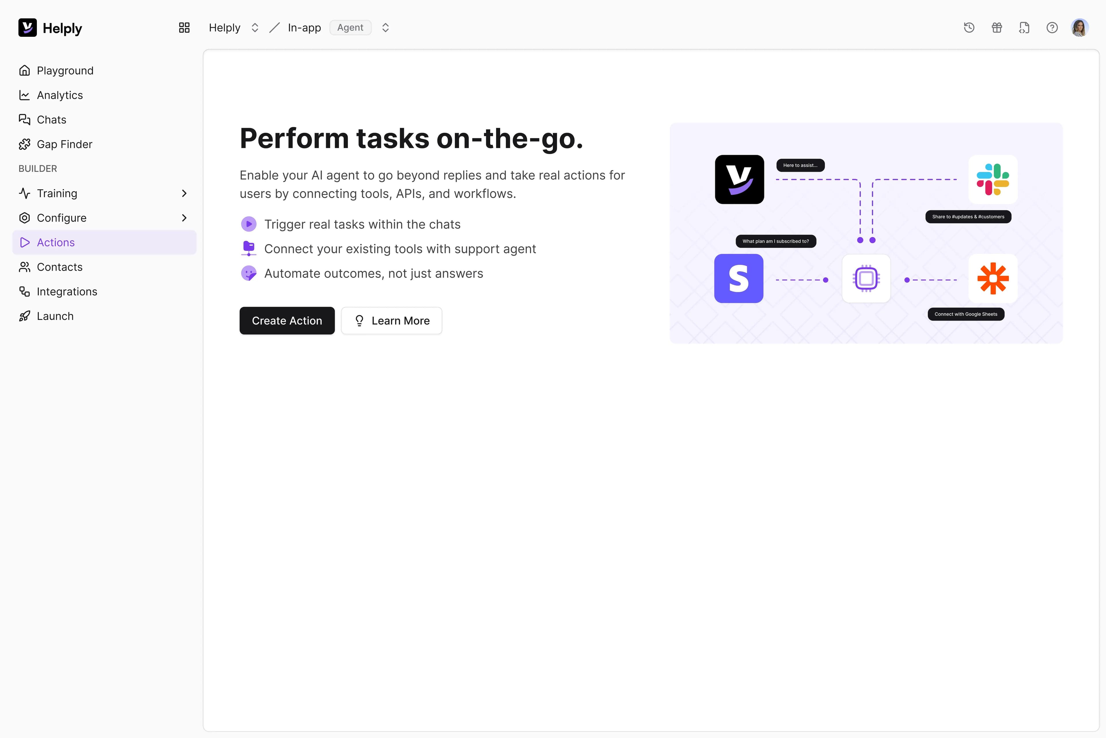 image illustrating helply actions feature